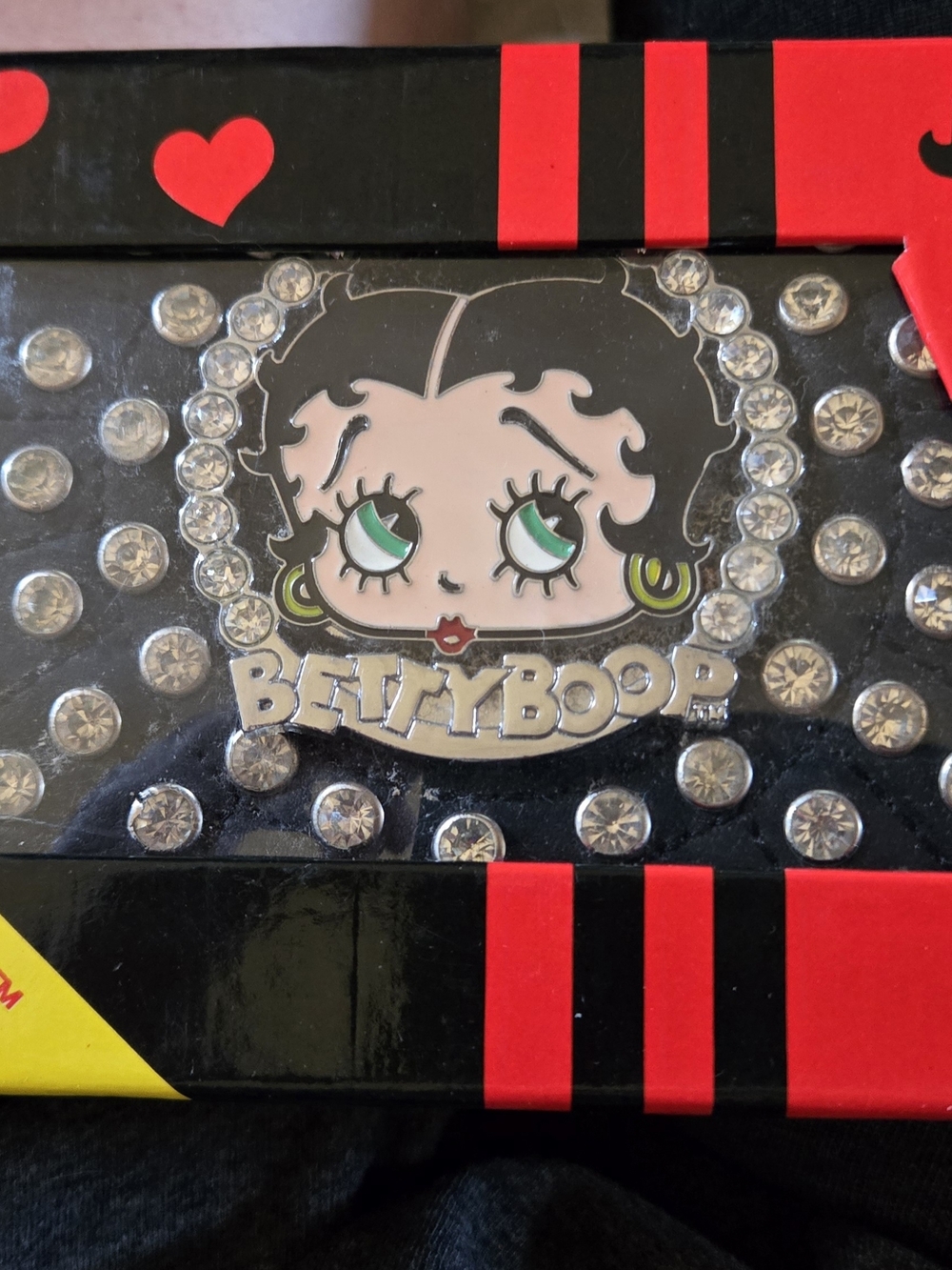 Betty Boop Rhinestone Accent Clutch - Black & Red
